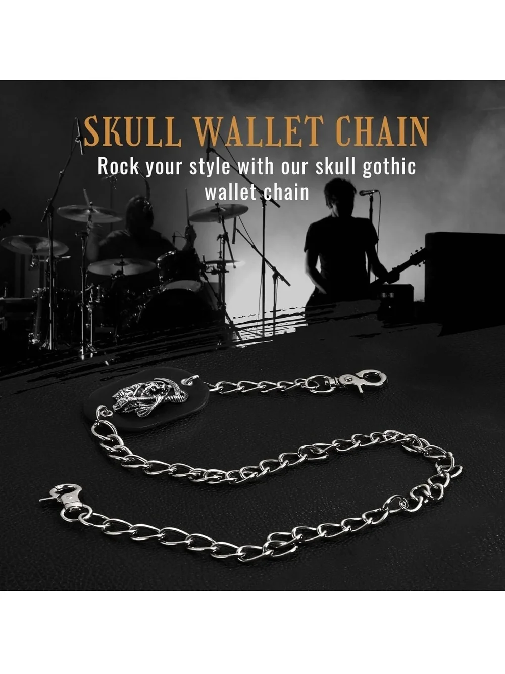 Gothic Grim Reaper Biker Wallet with Chain - Black